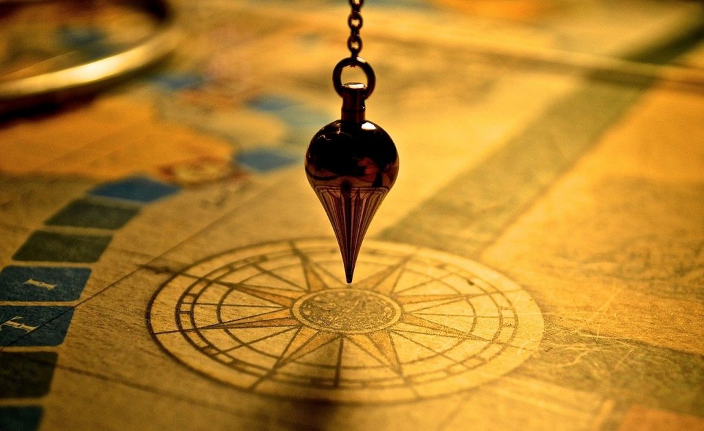 pendulum, map, compass